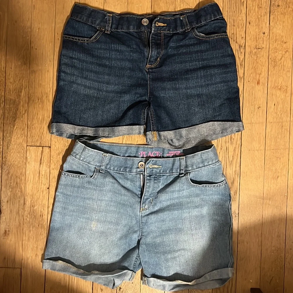 The Children’s Place Bundle of 2: Shortie Short Court Denim Jeans sz 14